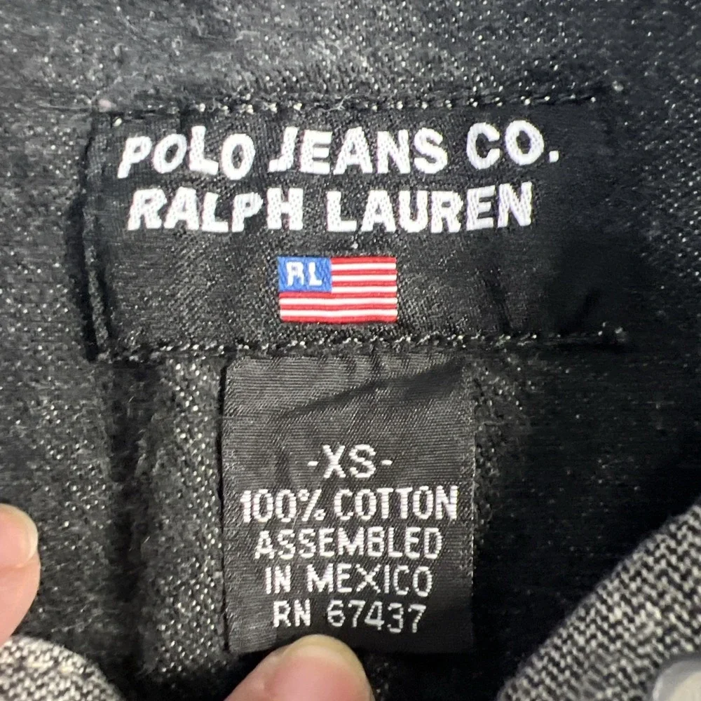 Polo Jeans Co Ralph Lauren Jacket Womens Size XS Gray Denim Button Front Pockets